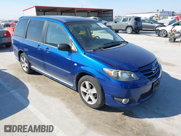 2005 Mazda MPV LX with VIN JM3LW28J450540647, listed as a IAAI auction lot 41674005 with 195,761 mi miles. Bid and sale history available at carsss.com. Image 1.