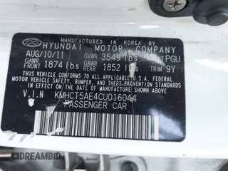 2012 Hyundai Accent GS z VIN KMHCT5AE4CU016044, wystawiony jako IAAI lot #42803906 z przebiegiem 168 824 mil mil oraz . Historia ofert i sprzedaży dostępna na DreamBid. Obrazek 9.