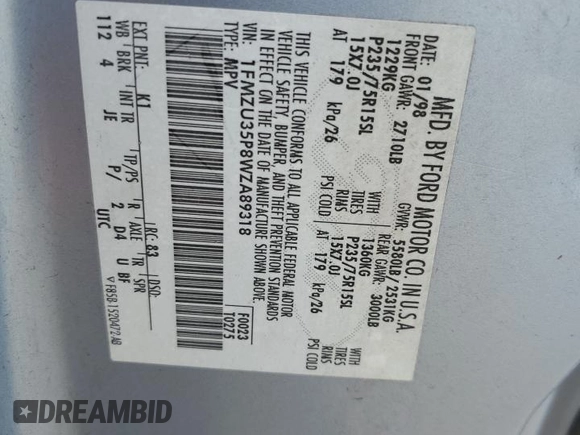 1998 Ford Explorer XLT z VIN 1FMZU35P8WZA89318, wystawiony jako Copart lot #71262134 z przebiegiem 160 028 mil mil oraz Szkoda całkowita • Salvage title. Historia ofert i sprzedaży dostępna na DreamBid. Obrazek 12.
