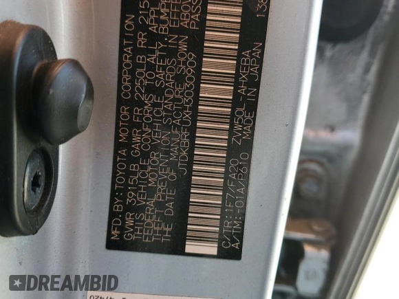 2017 Toyota Prius Two with VIN JTDKBRFUXH3030909, listed as a Copart auction lot 54168085 with 276,297 mi miles and Salvage Title. Bid and sale history available at DreamBid. Image 12.