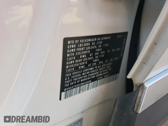 2012 Volkswagen Tiguan SE with VIN WVGAV7AX6CW555896, listed as a Copart auction lot 46454225 with 150,633 mi miles and Salvage Title. Bid and sale history available at DreamBid. Image 14.