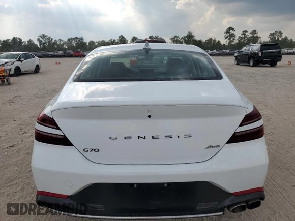 2023 Genesis G70 2.0T with VIN KMTG34TAXPU123780, listed as a Copart auction lot 72181814 with 31,029 mi miles and Salvage Title. Bid and sale history available at carsss.com. Image 6.