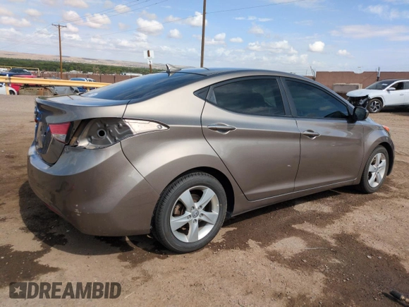 2013 Hyundai Elantra GLS with VIN 5NPDH4AE4DH454286, listed as a Copart auction lot 61671825 with 155,667 mi miles and Salvage title. Bid and sale history available at DreamBid. Image 3.