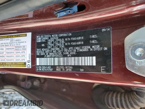 2015 Lexus GX 460 с VIN JTJBM7FX9F5093331, выставлен на аукционе Copart как лот 57344465 с пробегом 64 156 миль миль и Списание • Salvage title. История ставок и продаж доступна на DreamBid. Изображение 13.