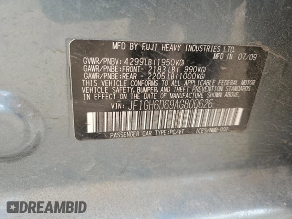 2010 Subaru Impreza Outback Special Sports z VIN JF1GH6D69AG800626, wystawiony jako Copart lot #50961405 z przebiegiem 231 776 mil mil oraz Szkoda całkowita • Salvage title. Historia ofert i sprzedaży dostępna na DreamBid. Obrazek 12.
