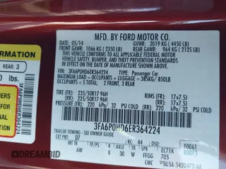 2014 Ford Fusion SE with VIN 3FA6P0HD6ER364224, listed as a IAAI auction lot 41987282 with 162,158 mi miles. Bid and sale history available at carsss.com. Image 9.