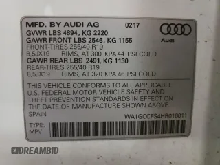 2017 Audi Q3 Prestige with VIN WA1GCCFS4HR016011, listed as a Copart auction lot 50697853 with 84,320 mi miles. Bid and sale history available at carsss.com. Image 13.