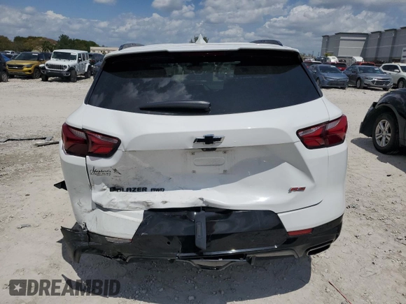 2019 Chevrolet Blazer RS with VIN 3GNKBJRS5KS700855, listed as a Copart auction lot 52548305 with 66,540 mi miles and Salvage title. Bid and sale history available at DreamBid. Image 6.
