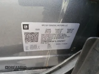 2020 Chevrolet Traverse LT Leather with VIN 1GNEVHKW7LJ242457, listed as a Copart auction lot 70289484 with 0 mi miles and Non Repairable. Bid and sale history available at carsss.com. Image 12.