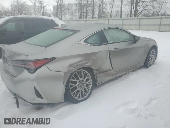 2021 Lexus RC with VIN JTHD85EC9M5006512, listed as a Copart auction lot 42838405 with 38,719 mi miles and Salvage Title. Bid and sale history available at carsss.com. Image 3.
