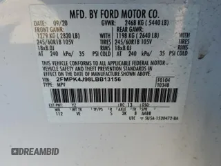 2020 Ford Edge SEL with VIN 2FMPK4J98LBB13156, listed as a Copart auction lot 48159975 with 29,690 mi miles and Salvage Title. Bid and sale history available at DreamBid. Image 13.
