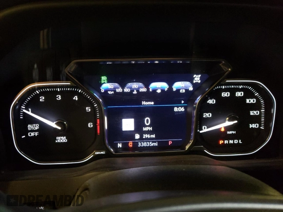 2020 GMC Sierra 1500 with VIN DPSMN181385, listed as a Copart auction lot 51716844 with 33,835 mi miles and Salvage Title. Bid and sale history available at DreamBid. Image 9.