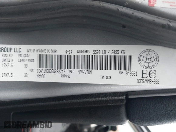 2014 Jeep Cherokee Trailhawk with VIN 1C4PJMBB3EW222747, listed as a IAAI auction lot 41622880 with 183,349 mi miles. Bid and sale history available at carsss.com. Image 9.