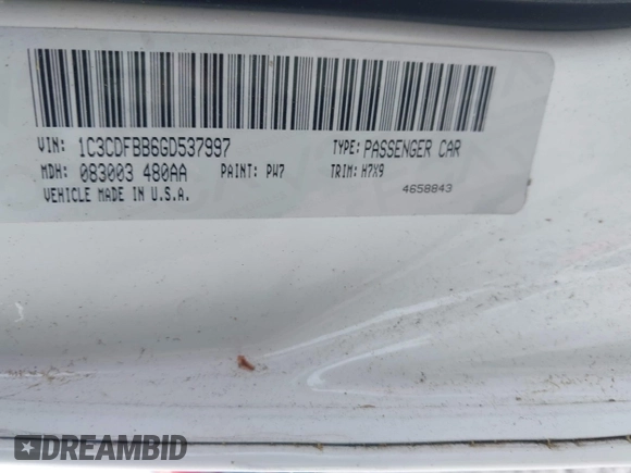2016 Dodge Dart SXT with VIN 1C3CDFBB6GD537997, listed as a IAAI auction lot 42107461 with 138,852 mi miles and . Bid and sale history available at DreamBid. Image 9.