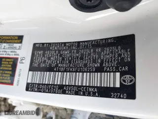 2015 Toyota Camry XLE with VIN 4T1BF1FK6FU106259, listed as a IAAI auction lot 41708580 with 86,673 mi miles. Bid and sale history available at carsss.com. Image 9.