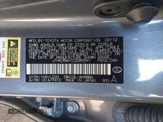 2012 Lexus CT CT 200h with VIN JTHKD5BH1C2089291, listed as a IAAI auction lot 41764841 with 110,328 mi miles and . Bid and sale history available at carsss.com. Image 9.