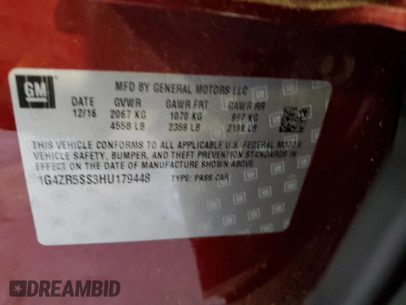 2017 Buick LaCrosse Premium z VIN 1G4ZR5SS3HU179448, wystawiony jako Copart lot #52160905 z przebiegiem 100 359 mil mil oraz Szkoda całkowita • Salvage title. Historia ofert i sprzedaży dostępna na DreamBid. Obrazek 12.