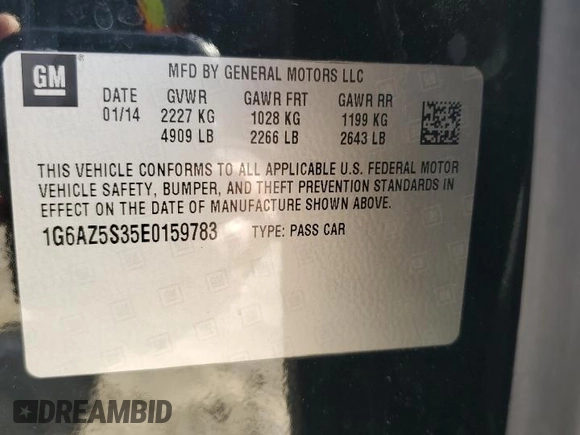 2014 Cadillac CTS Premium AWD с VIN 1G6AZ5S35E0159783, выставлен на аукционе Copart как лот 87081994 с пробегом 116 972 миль миль и Списание • Salvage title. История ставок и продаж доступна на DreamBid. Изображение 12.
