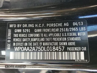 2013 Porsche Panamera with VIN WP0AA2A75DL018457, listed as a Copart auction lot 52576565 with 93,893 mi miles and Salvage Title. Bid and sale history available at carsss.com. Image 12.