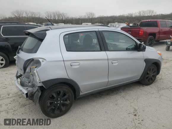 2023 Mitsubishi Mirage Black Edition with VIN ML32AWHJ7PH006897, listed as a Copart auction lot 48814125 with 25,132 mi miles and Salvage title. Bid and sale history available at DreamBid. Image 3.