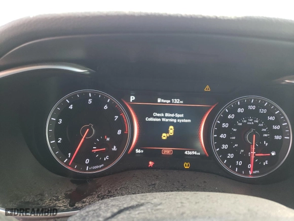 2020 Genesis G70 3.3T with VIN KMTG34LE7LU055421, listed as a Copart auction lot 38198863 with 43,694 mi miles. Bid and sale history available at carsss.com. Image 9.