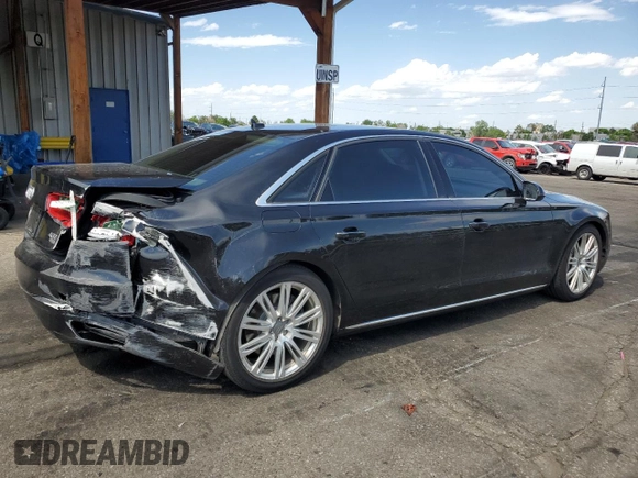 2014 Audi A8 4.0T с VIN WAUR2AFD7EN005348, выставлен на аукционе Copart как лот 58156975 с пробегом 102 754 миль миль и Списание • Salvage title. История ставок и продаж доступна на DreamBid. Изображение 3.