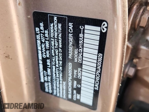 2018 Infiniti QX30 Premium with VIN SJKCH5CP9JA053929, listed as a Copart auction lot 64396905 with Not provided miles and Salvage title. Bid and sale history available at DreamBid. Image 14.