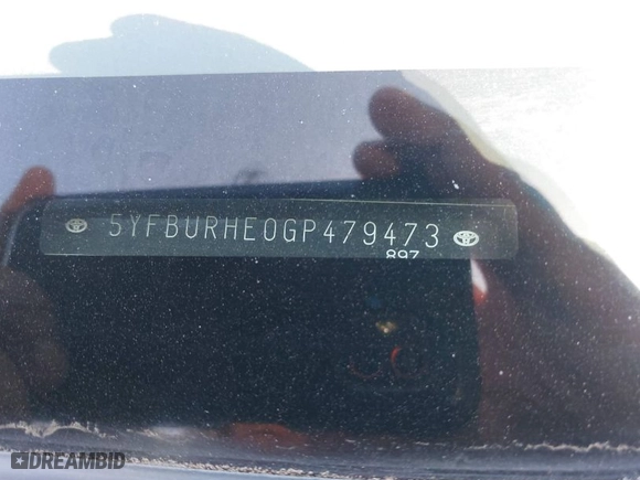 2016 Toyota Corolla L with VIN 5YFBURHE0GP479473, listed as a IAAI auction lot 41869719 with 157,442 mi miles. Bid and sale history available at carsss.com. Image 9.