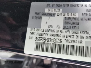2025 Mazda 3 S Select Sport with VIN 3MZBPABM8SM460739, listed as a IAAI auction lot 41942337 with 5,798 mi miles and . Bid and sale history available at DreamBid. Image 9.