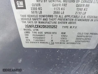 2013 Chevrolet Equinox LS with VIN 2GNFLCEK2D6265262, listed as a IAAI auction lot 41675729 with 74,185 mi miles. Bid and sale history available at carsss.com. Image 9.