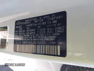 2021 Hyundai Palisade SE z VIN KM8R1DHE2MU283684, wystawiony jako IAAI lot #42215409 z przebiegiem 30 009 mil mil oraz . Historia ofert i sprzedaży dostępna na DreamBid. Obrazek 9.