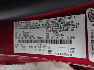 2015 Ford Fiesta SE с VIN 3FADP4BJ3FM140811, выставлен на аукционе IAAI как лот 41859751 с пробегом 98 689 миль миль и . История ставок и продаж доступна на DreamBid. Изображение 9.