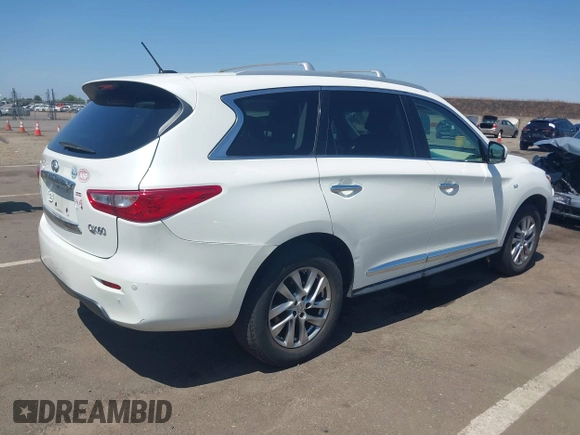 2015 Infiniti QX60 with VIN 5N1AL0MM5FC553545, listed as a IAAI auction lot 42478825 with 95,694 mi miles and . Bid and sale history available at DreamBid. Image 4.