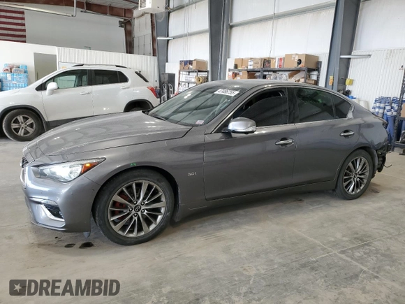 2019 Infiniti Q50 3.0t LUXE with VIN JN1EV7AR3KM590707, listed as a Copart auction lot 47486755 with 58,154 mi miles and Salvage Title. Bid and sale history available at carsss.com. Image 1.