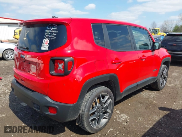 2021 Jeep Renegade Upland Edition with VIN ZACNJDAB8MPM25697, listed as a IAAI auction lot 41857417 with 62,655 mi miles. Bid and sale history available at carsss.com. Image 4.