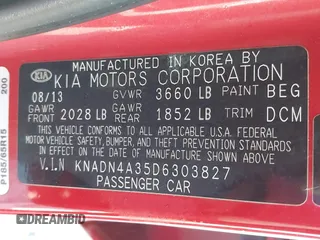 2013 Kia Rio EX z VIN KNADN4A35D6303827, wystawiony jako IAAI lot #41112794 z przebiegiem Nie podano mil oraz . Historia ofert i sprzedaży dostępna na DreamBid. Obrazek 9.