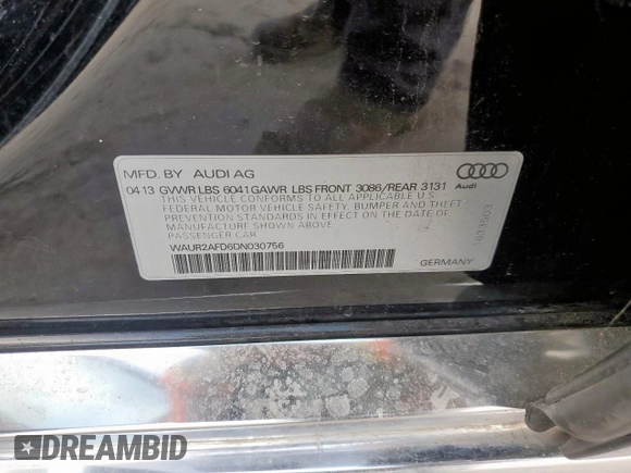 2013 Audi A8 4.0L z VIN WAUR2AFD6DN030756, wystawiony jako Copart lot #59629795 z przebiegiem 145 553 mil mil oraz Szkoda całkowita • Salvage title. Historia ofert i sprzedaży dostępna na DreamBid. Obrazek 12.