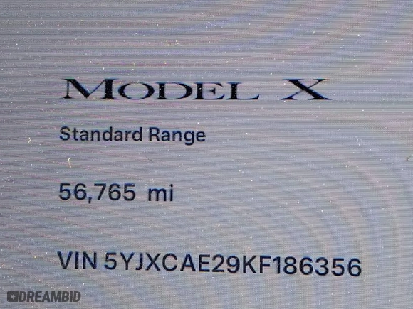 2019 Tesla Model X 75D with VIN 5YJXCAE29KF186356, listed as a IAAI auction lot 41829702 with NaN miles. Bid and sale history available at carsss.com. Image 15.