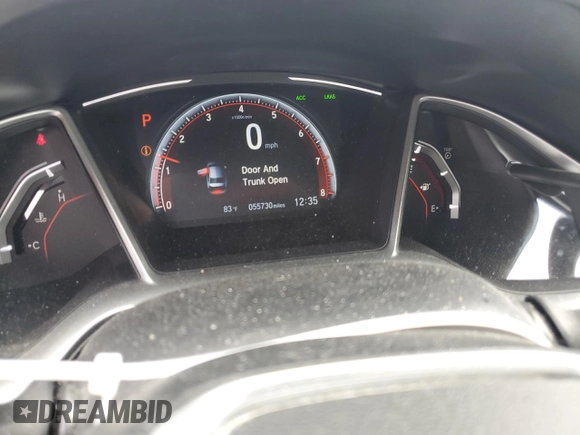 2019 Honda Civic Sport with VIN 2HGFC2F82KH562525, listed as a Copart auction lot 54543335 with 55,730 mi miles and Salvage title. Bid and sale history available at DreamBid. Image 9.
