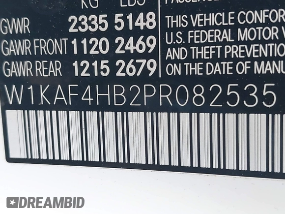 2023 Mercedes-Benz C 300 with VIN W1KAF4HB2PR082535, listed as a IAAI auction lot 41835903 with 38,692 mi miles and . Bid and sale history available at DreamBid. Image 9.