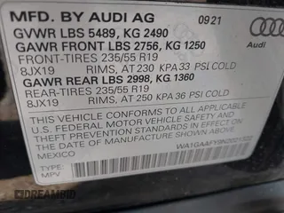 2022 Audi Q5 S line Premium with VIN WA1GAAFY9N2021322, listed as a IAAI auction lot 42119054 with 31,863 mi miles and . Bid and sale history available at DreamBid. Image 9.