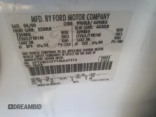 2000 Ford F-350 XL with VIN 3FTSW31F7YMA47515, listed as a Copart auction lot 50176615 with 455,551 mi miles and Clean Title. Bid and sale history available at DreamBid. Image 12.