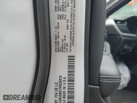 2024 Jeep Grand Cherokee Limited with VIN 1C4RJKBG7R8536310, listed as a Copart auction lot 62845795 with 45,474 mi miles and Salvage title. Bid and sale history available at DreamBid. Image 13.