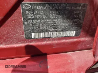 2013 Hyundai Sonata GLS z VIN 5NPEB4AC1DH535427, wystawiony jako Copart lot #54202555 z przebiegiem 125 878 mil mil oraz Szkoda całkowita • Salvage title. Historia ofert i sprzedaży dostępna na DreamBid. Obrazek 12.