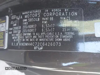2012 Kia Sedona EX with VIN KNDMH4C72C6426073, listed as a IAAI auction lot 41716847 with 158,531 mi miles. Bid and sale history available at carsss.com. Image 9.