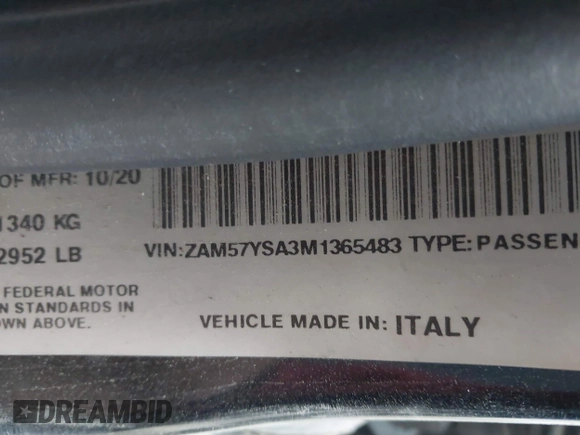 2021 Maserati Ghibli S with VIN ZAM57YSA3M1365483, listed as a IAAI auction lot 42562390 with 51,954 mi miles and . Bid and sale history available at DreamBid. Image 9.