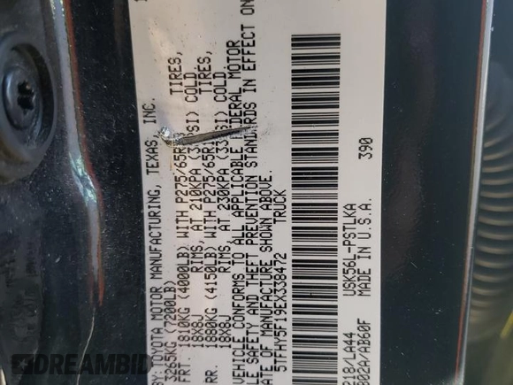 2014 Toyota Tundra Limited z VIN 5TFHY5F19EX338472, wystawiony jako Copart lot #76444004 z przebiegiem 220 641 mil mil oraz Szkoda całkowita • Salvage title. Historia ofert i sprzedaży dostępna na DreamBid. Obrazek 12.