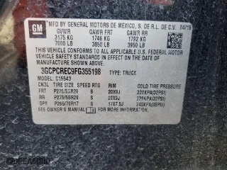 2015 Chevrolet Silverado 1500 LT with VIN 3GCPCREC9FG355198, listed as a Copart auction lot 48744975 with 204,134 mi miles and Salvage Title. Bid and sale history available at carsss.com. Image 12.