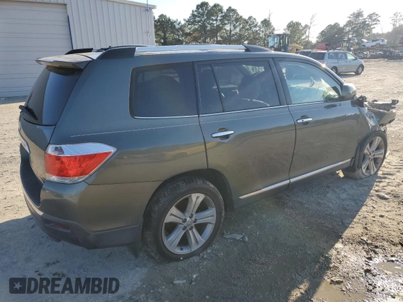2012 Toyota Highlander Limited with VIN 5TDDK3EH9CS158169, listed as a Copart auction lot 48711705 with 0 mi miles and Salvage Title. Bid and sale history available at carsss.com. Image 3.