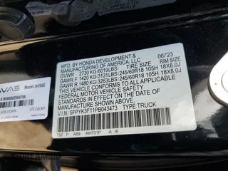 2023 Honda Ridgeline Sport with VIN 5FPYK3F11PB043473, listed as a Copart auction lot 62365625 with 31,031 mi miles and Salvage title. Bid and sale history available at DreamBid. Image 12.